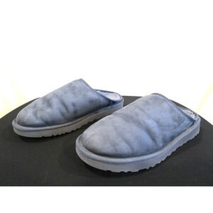 Ugg Australia Classic Blue Suede Shearling Lined Slip On Mule Slippers Men 12 M